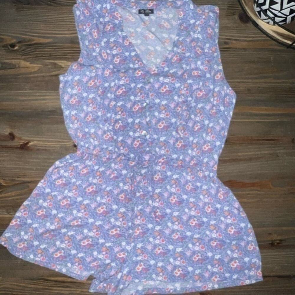 UEC LILY LIGHTWEIGHT BLUE ROSE FLORAL ROMPER SZ L